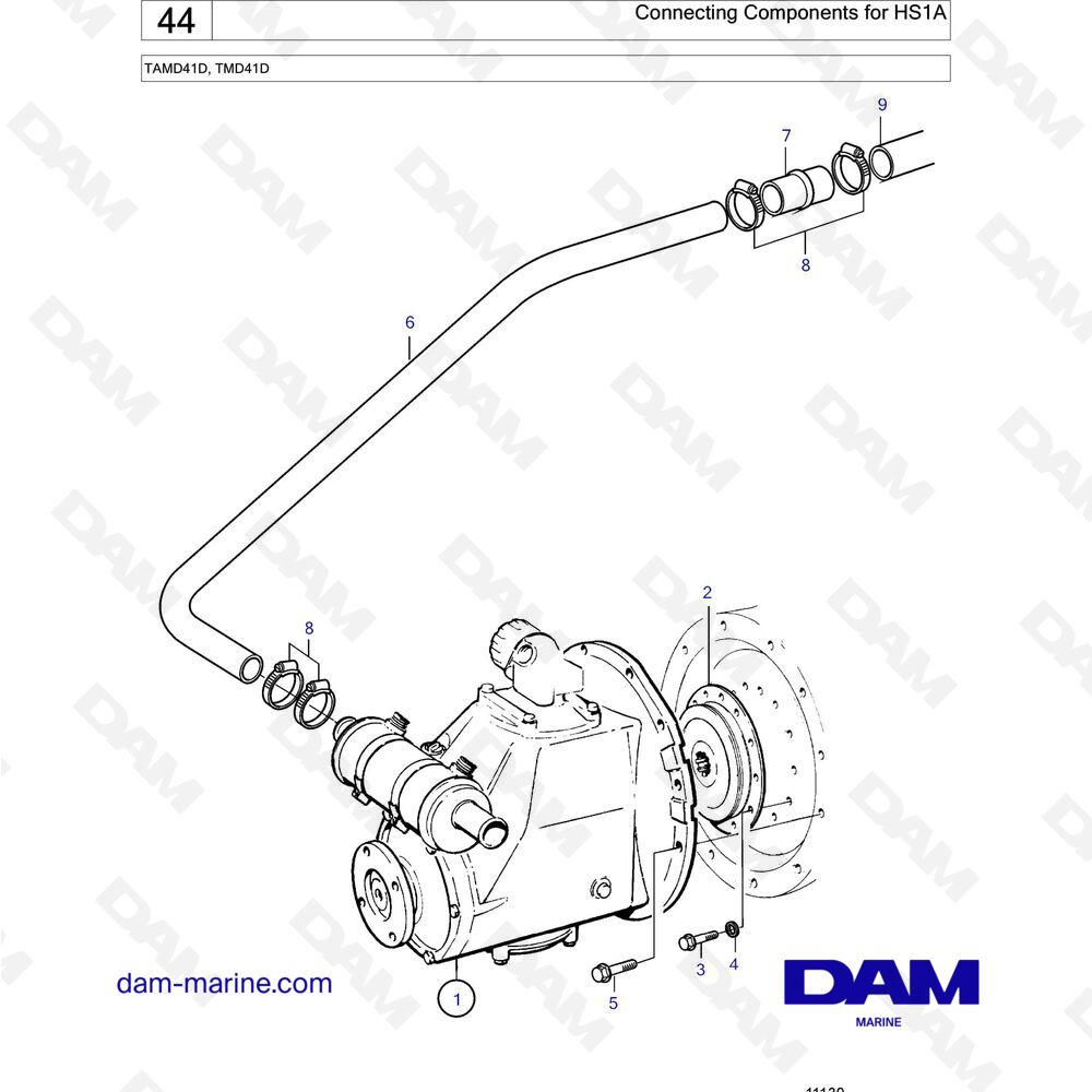 Spare parts and exploded views for Volvo Penta TAMD41D
